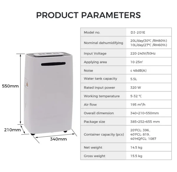 Machine Portable Home Dehumidifier, TOJJE, DJ-201E - view 6