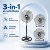 Mechanical Floor Fan, 18-inch, 3-in-1, Aluminum