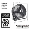 Metal Electric Barrel Fan, 30Inch, 110 V - view 2