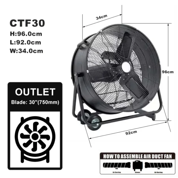 Metal Electric Barrel Fan, 30Inch, 110 V - view 2