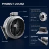 Metal Pipe Fan, Inline, HVAC - view 3