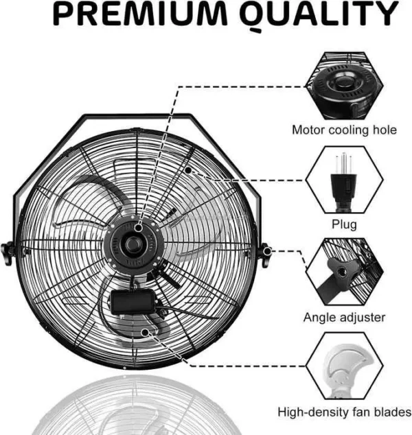 Metal Wall Mounted Fan, Waterproof, Electric - view 3