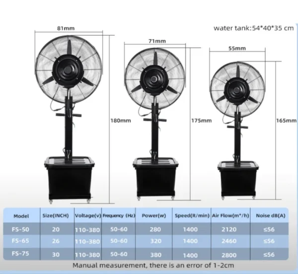 Metal Water Mist Fan, 20/26/30inch, Electric - view 6
