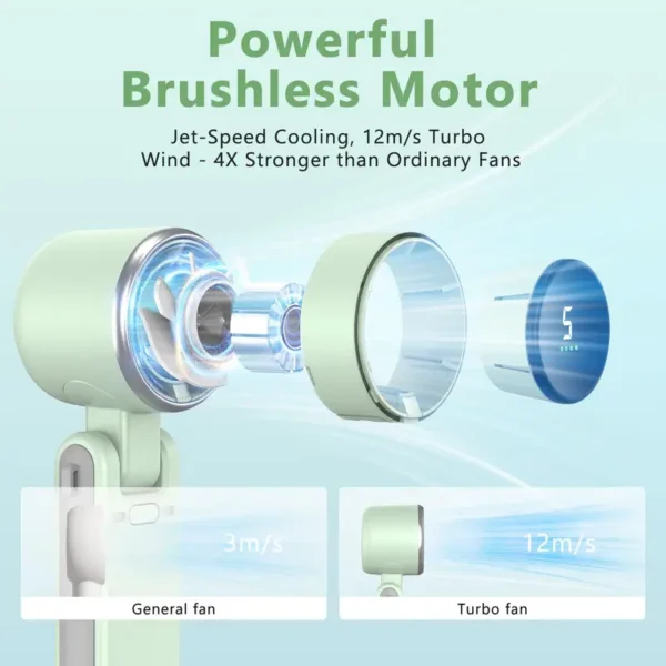 Mini Handheld Cooling Fan, Portable, LED - view 2
