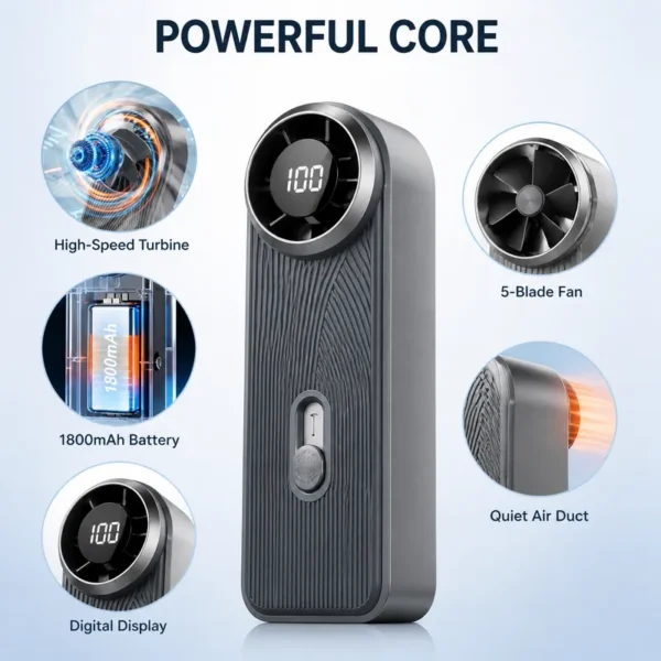 Mini Handheld Fan, USB, 1800mAh, 100, LED - view 4