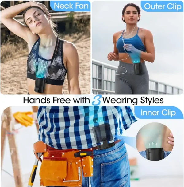 Mini Hanging Waist Fan, Portable, 3.7W, Battery - view 6