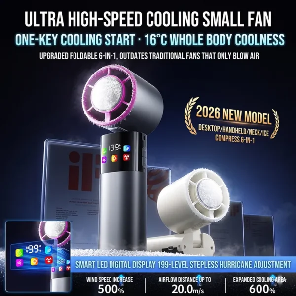 Mini Portable Handheld Fan, USB, 1800mAh - view 2