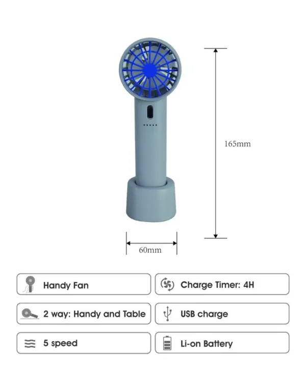 Mini Portable Handheld Fan, USB, USB+ Lithium Battery - view 5