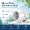 Mixed Flow Duct Fan, 220V, Plastic