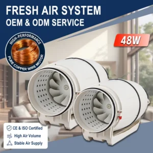 Mixed Flow Duct Fan, 48W, 220V, Plastic, BXF-100
