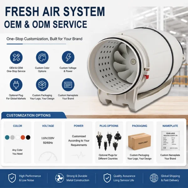 Mixed Flow Duct Fan, 48W, 220V - view 4