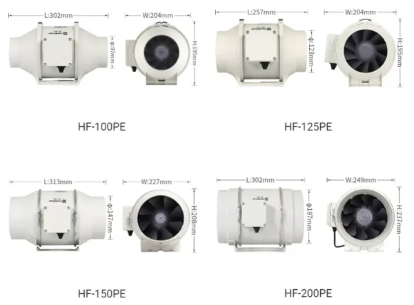 Mixed Flow Fan, 30W, 110-240V, Inline - view 6