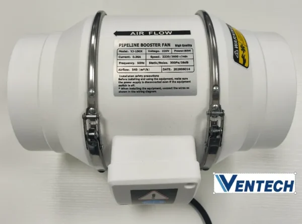 Mixed Flow Inline Fan, 220-240V, Plastic - view 3