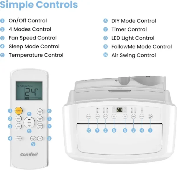 Mobile Air Conditioner, 10000BTU, Portable, Plastic - view 5