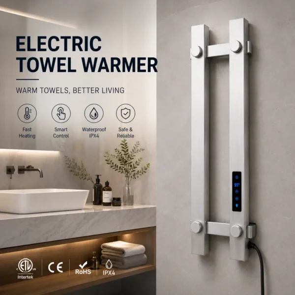 Modern Electric Towel Warmer, Aluminum, Wall - view 2