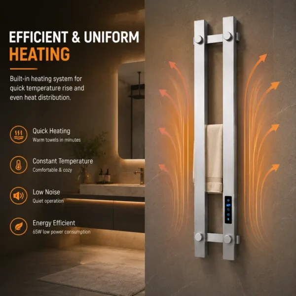 Modern Electric Towel Warmer, Aluminum, Wall - view 4