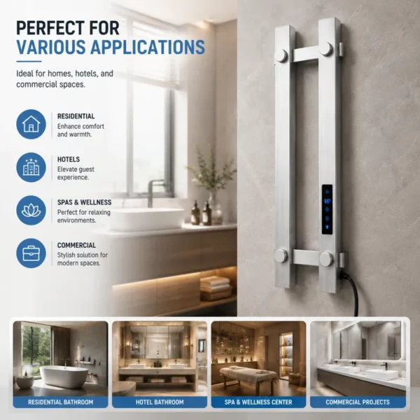 Modern Electric Towel Warmer, Aluminum, Wall - view 6