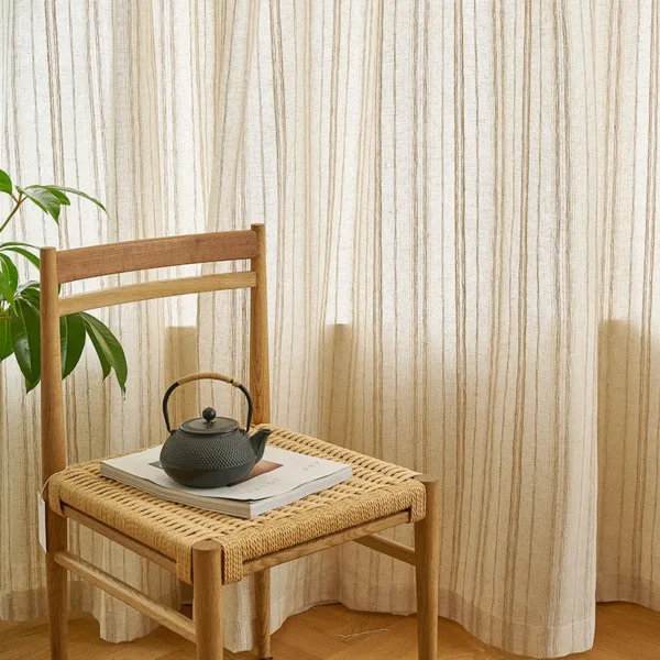 Modern Stripe Design Curtain, 100% Polyester, Pinch Pleat - view 2