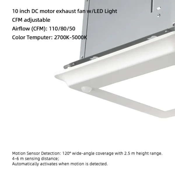 Motion Sensor Exhaust Fan, LED, 5CCT, Steel - view 2