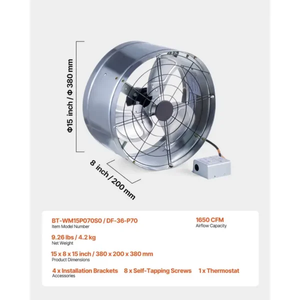 Mount Attic Exhaust Fan, 1300, CFM, 185 - view 2