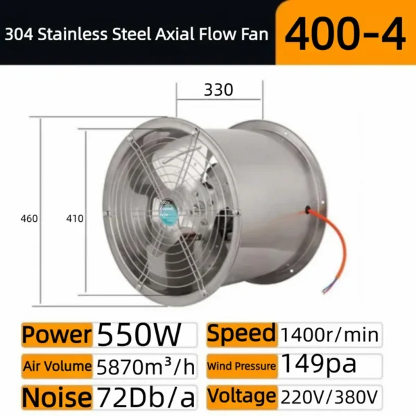 Mounted Axial Haf Fan, 400mm, 500mm, 600mm, SS304 - view 5