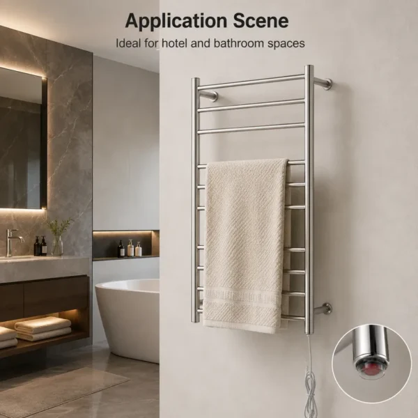 Mounted Bathroom Towel Warmer, 304, Stainless, Steel, Wall - view 4