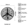 Mounted Electric Metal Fan, 750mm, Wall - view 2
