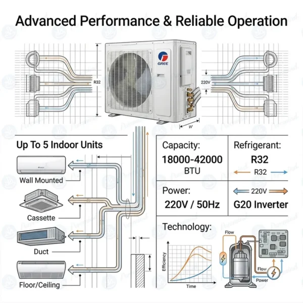 Multi Split Heat Pump, R32, Inverter, Wall, Ceiling - view 6