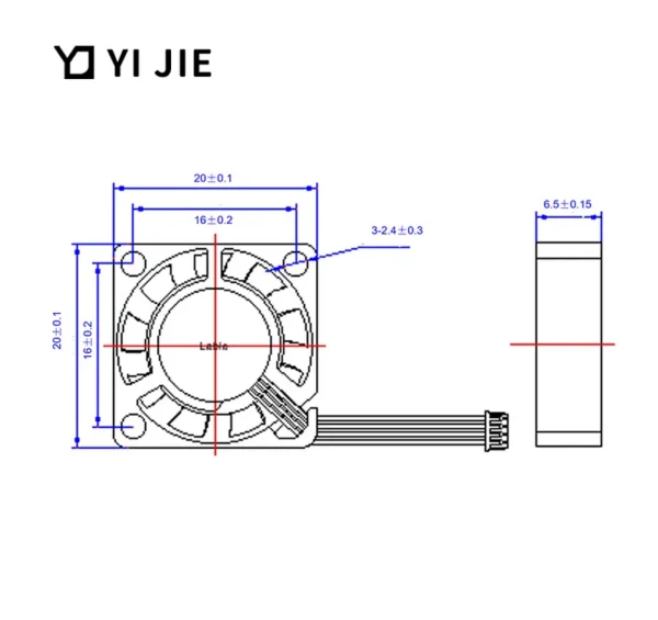 Noise Silent Sleeve Bearing, 20*20*06mm, 5V, Axial - view 3