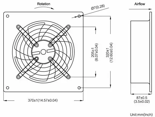 Noise Wall-mounted Axial Extractor, 370x88mm, Stainless, Steel - view 3
