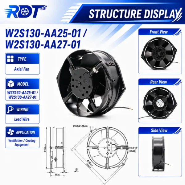 Original Axial Ventilation Fan, W2S130-AA25-01, 115V, 41W - view 2