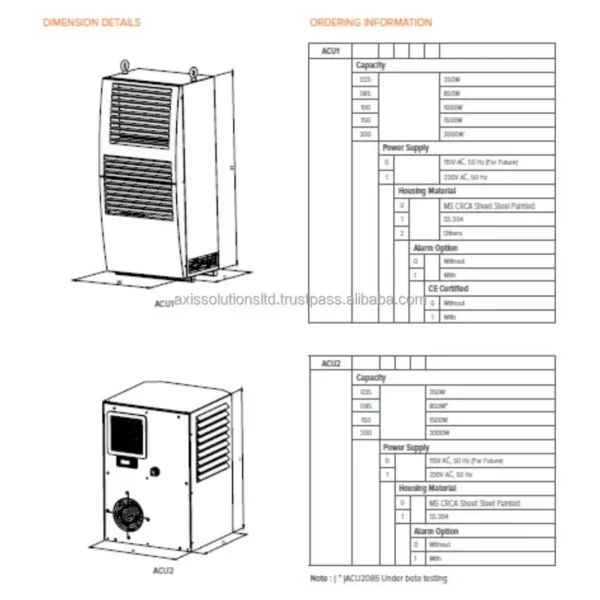 Outdoor Air Conditioning Unit, ACU2085111, 850W, 230V, 50Hz - view 2