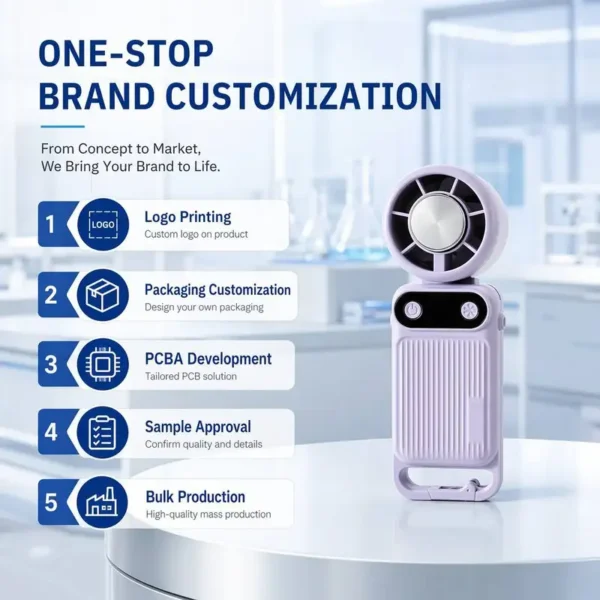Outdoor Rechargeable Handheld Fan, Portable, 5V, Battery - view 3