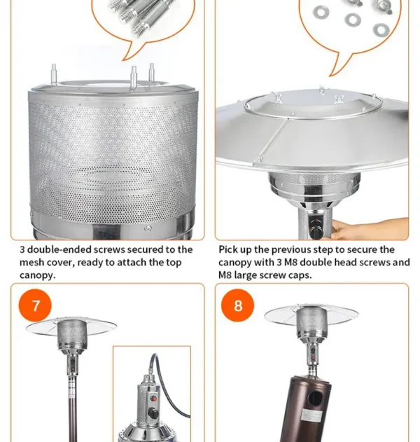 Patio Heater, Portable, Steel - view 5