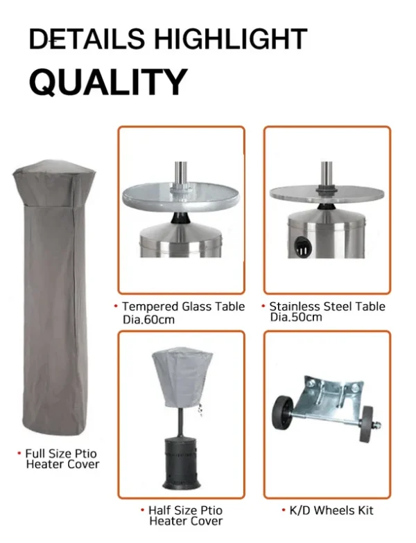 Patio Heater, Stainless, Steel - view 3