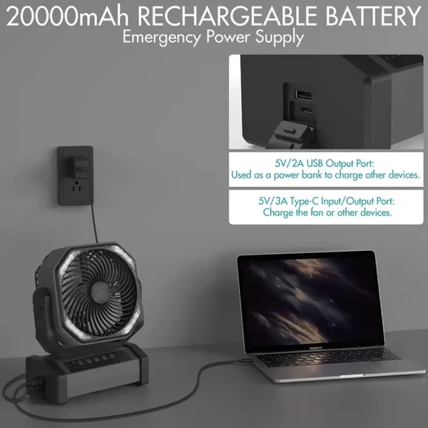 Pedestal Fan, 20000mAh, Portable - view 4