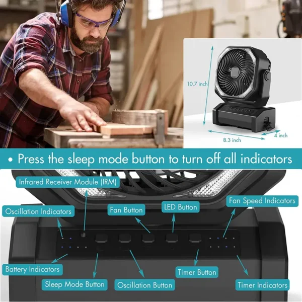 Pedestal Fan, 20000mAh, Portable - view 6