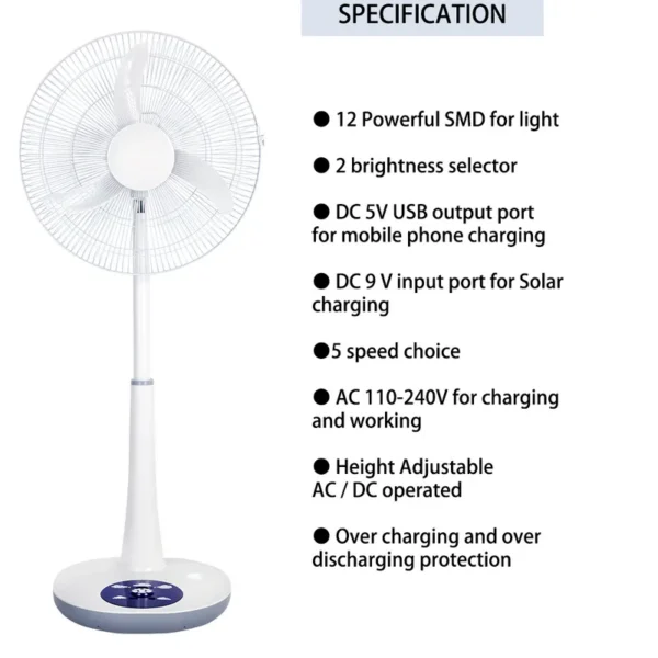 Pedestal Fan, 6.4V, 6000MAH, LiFePO4, LED - view 4