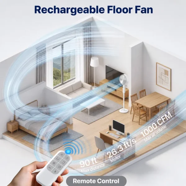 Pedestal Fan, LCD, 17-20W, Plastic - view 4