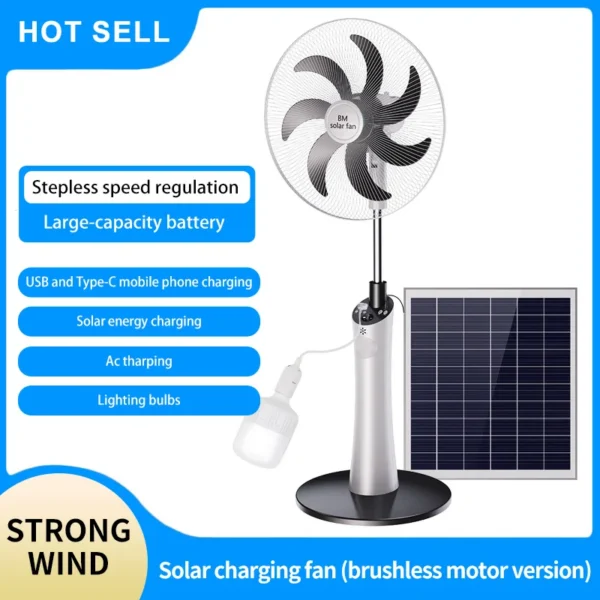 Pedestal Fan, Solar, ABS - view 2