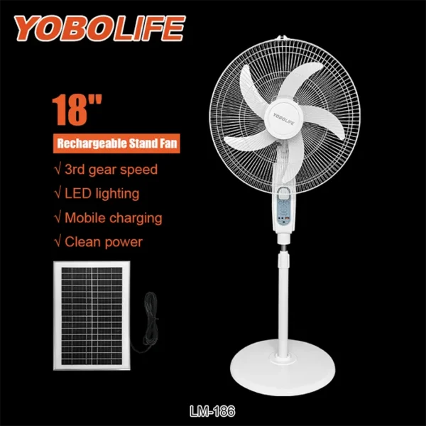 Pedestal Fan, YOBOLIFE, Solar, USB - view 2