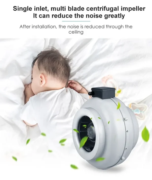 Plastic Centrifugal Duct Fan, Inline, 220-230V - view 5