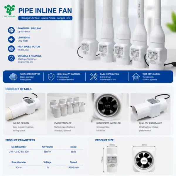 Plastic Ventilation Fan, 50mm, 12V, Waterproof - view 2