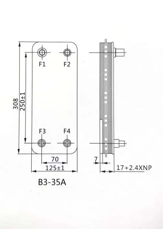 Plate Heat Exchanger, B3-52A, SS304/SS316L, Stainless, Steel - view 3
