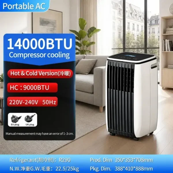 Portable Air Conditioner, 12000-14000, BTU, 3-in-1, R290