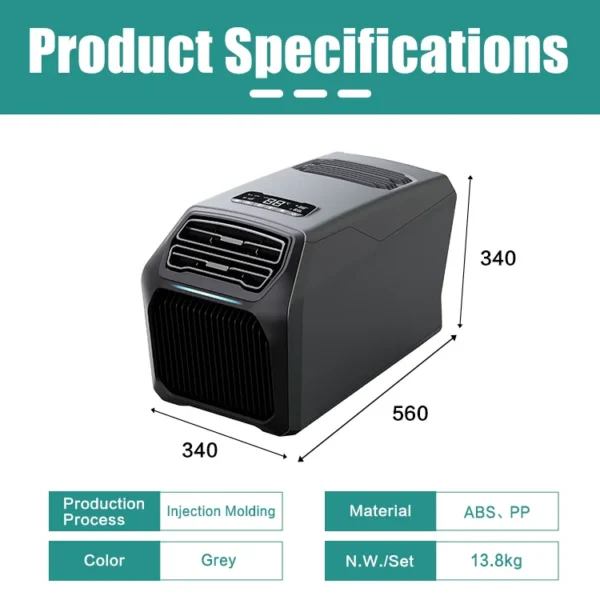 Portable Air Conditioner, 8000, BTU, 220V, R290 - view 3