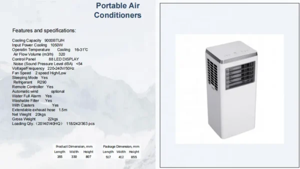 Portable Air Conditioner, 9000btu, 220, 8001-10000 - view 6