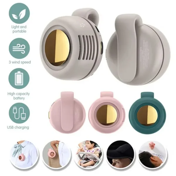 Portable Bladeless Waist Fan, 3-Speed, USB+ Lithium Battery, 7 - view 4