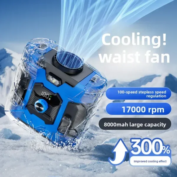 Portable Clip-on Waist Fan, USB, 6000ml