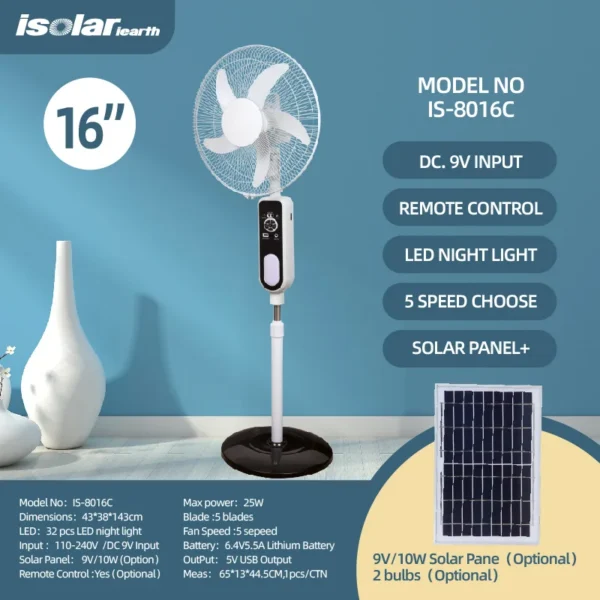 Portable Electric Fan, JMD, Solar - view 4